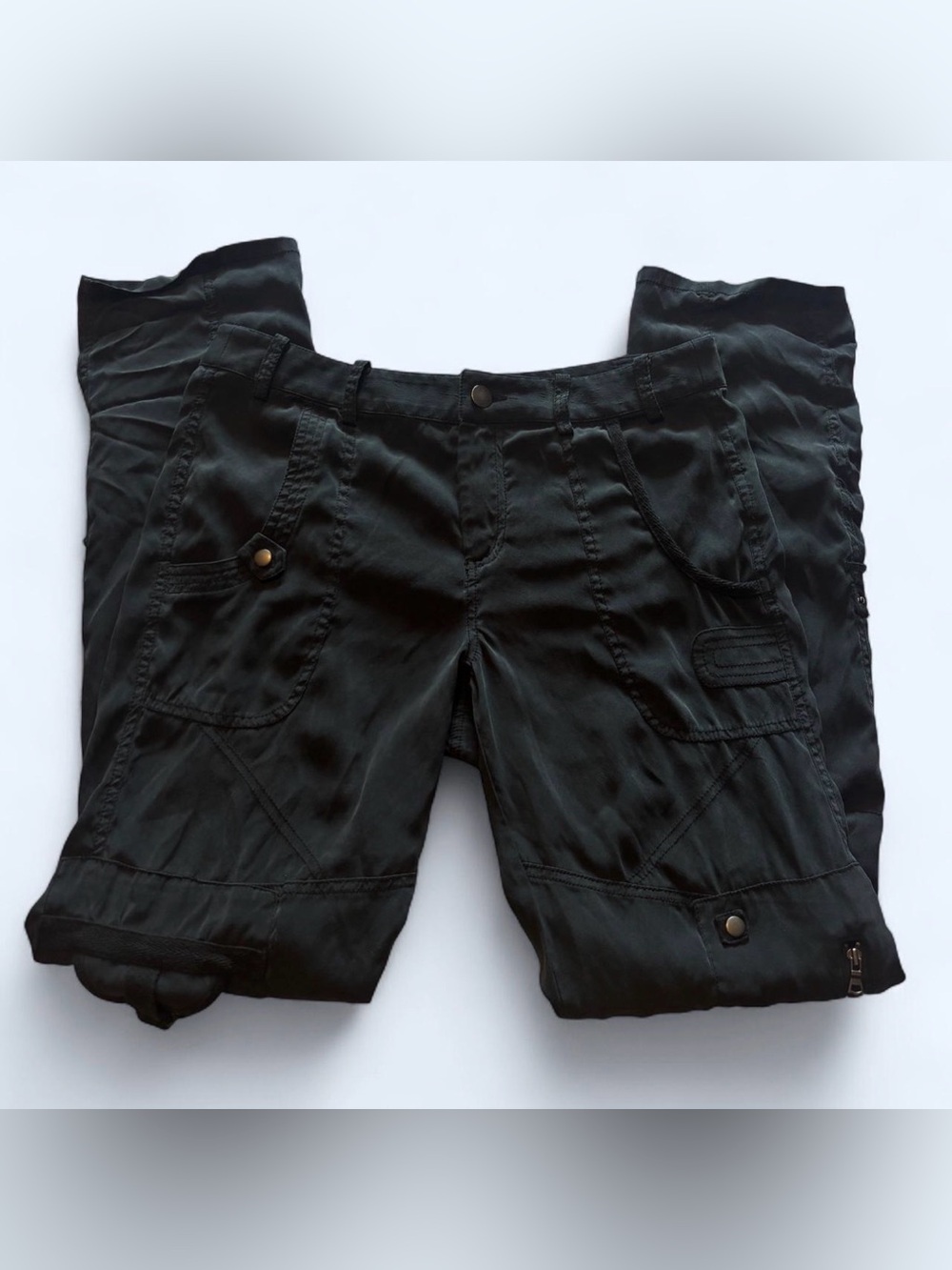 Go by Go Silk Iconic Army Pants Washable Silk Washed Black Sz 6 - Picture 1 of 9